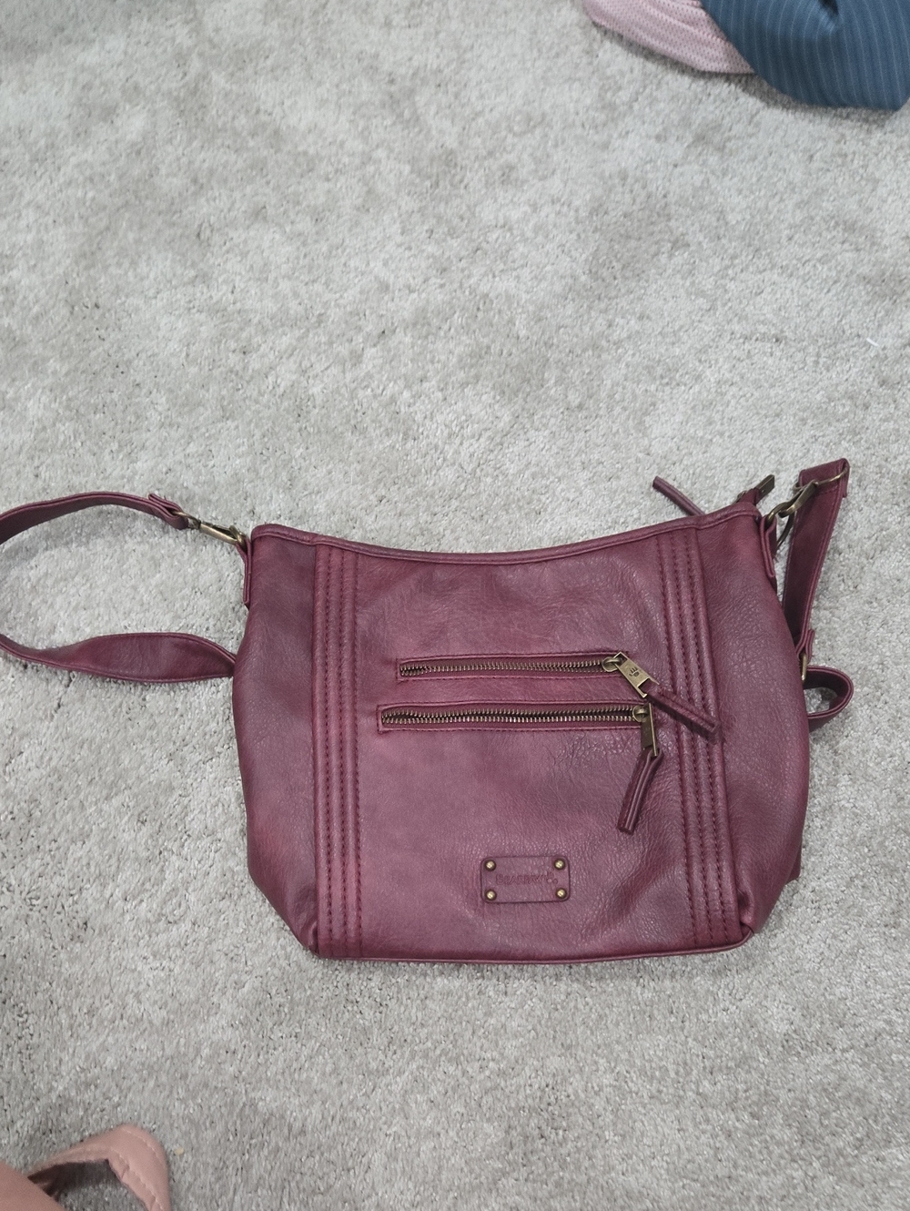 BearPaw Burgundy Crossbody Bag with Gold Hardware